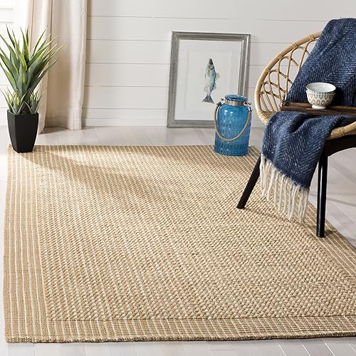 SAFAVIEH Natural Fiber Collection NF449A - Alfombra de yute hecha a mano de alta calidad (4 x 6 pies), color marfilbeige