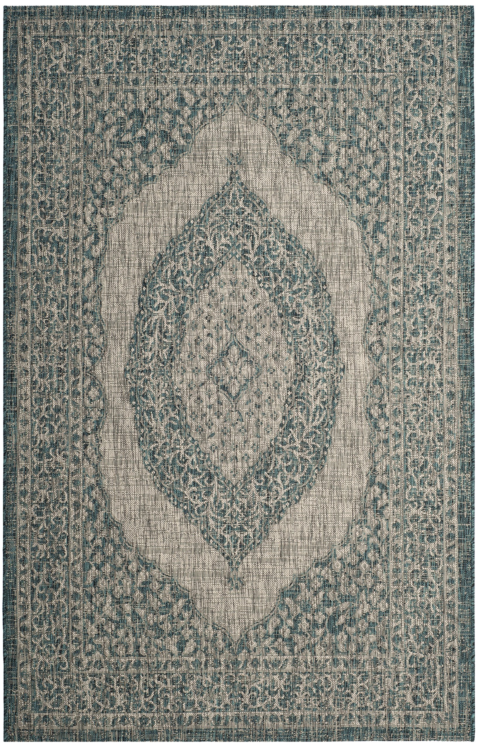 Alfombra gris y cerceta SAFAVIEH Courtyard 79x152 cm para salon o dormitorio de pelo corto