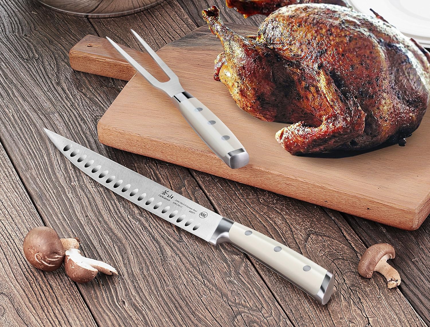 Cangshan S1 Series 61895 German Steel Forged 2-Piece Carving Set, Crème