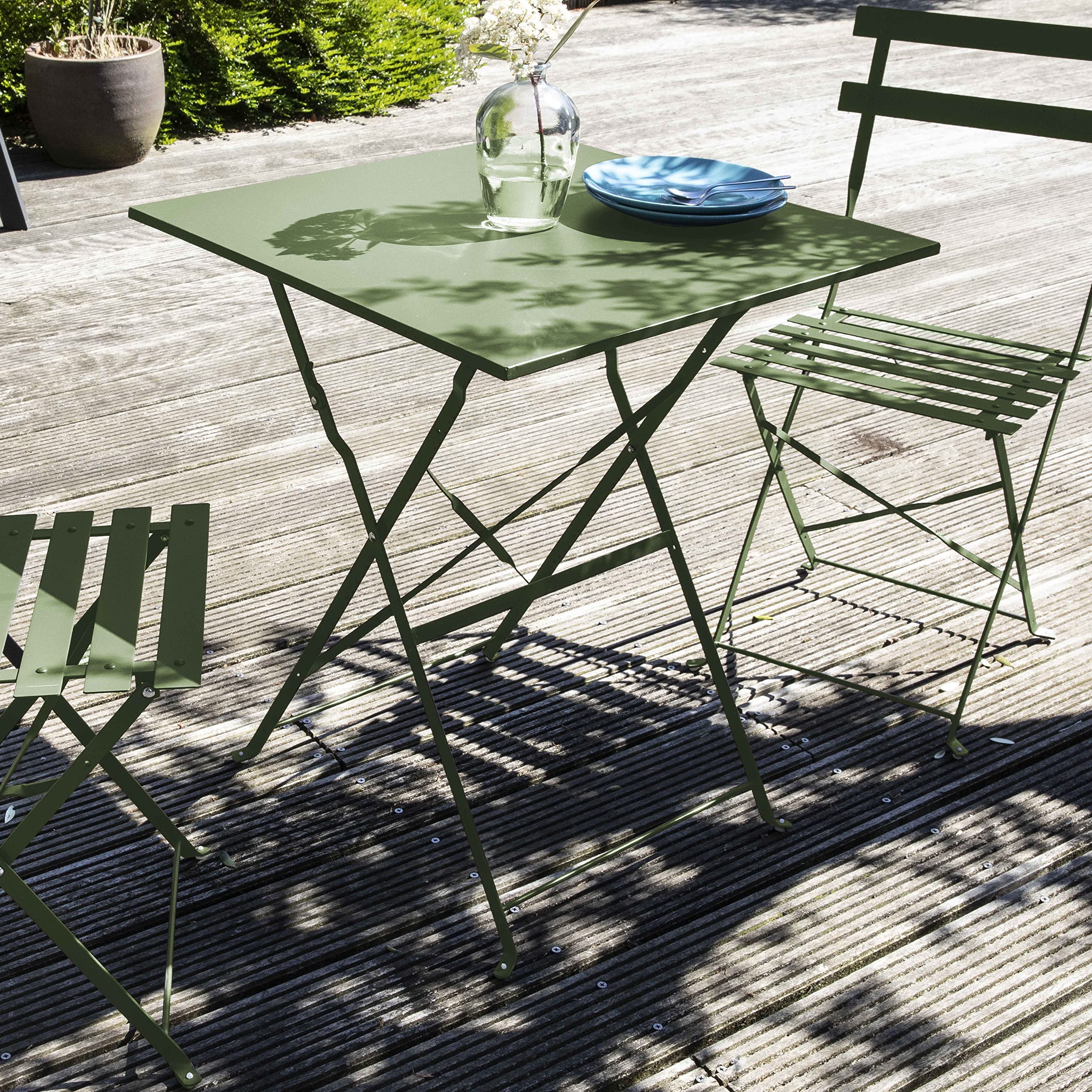 Oviala Lot de 2 chaises Pliantes en Acier Vert Cactus