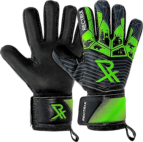 Rectrix Guantes de portero audaces  Protección para guardar los dedos  Látex alemán  Corte negativo  Tallas para jóvenes y adultos  para fútbol