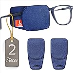 Astropic 2Pcs Large Silk Eye Patches for Adults Kids Big Glasses to Cover Either Eye (Large, Navy Blue)
