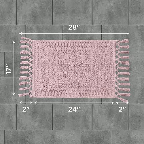Miniatura 2 de French Connection Nellore - Tapetes de baño, tejidos y con cuentas, duraderos, gruesos para baño y ducha, 17 x 28 pulgadas, rosa polvoriento