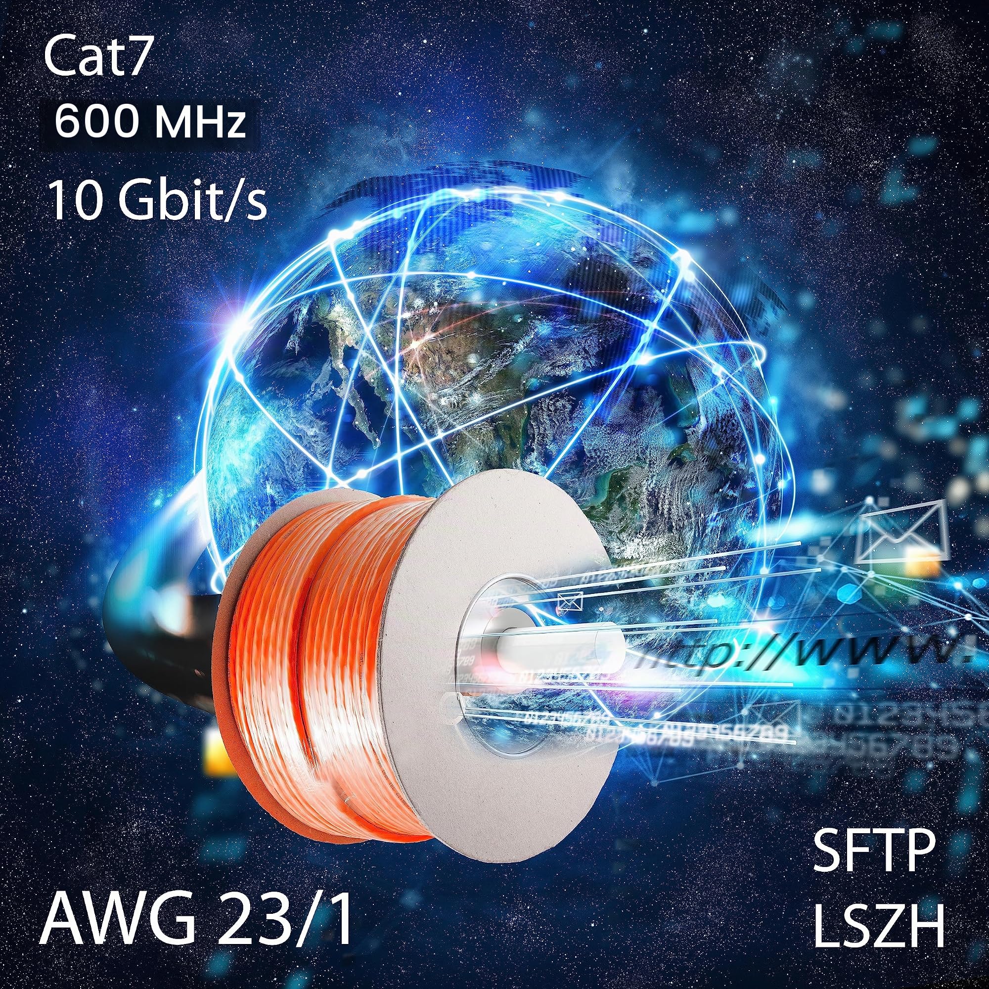 1aTTack.de CAT 7 Verlegekabel Netzwerkkabel CAT.7 LAN Halogenfrei Installationskabel CAT7 Kabel Netzwerk Verkabelung Datenkabel Gigabit Ethernet 100m