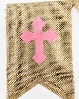 Vista 5 de Cartel de arpillera que Dios bendiga para decoración de bautismo, bautizo, primera comunión, confirmación de baby shower, boda, fiesta