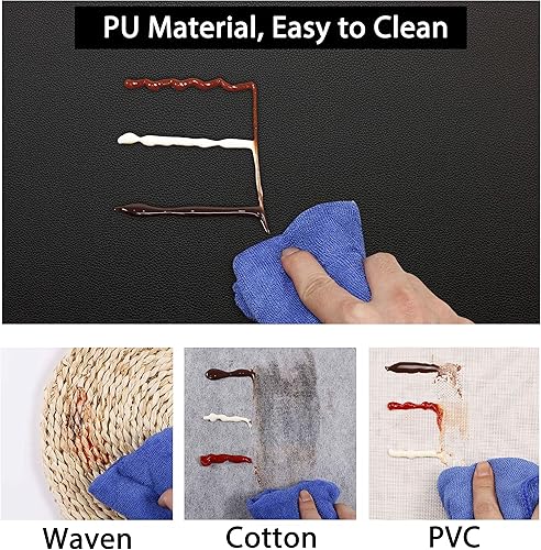 Miniatura 5 de Manteles individuales lavables de cuero, impermeables, resistentes al calor, fáciles de limpiar, para mesa de comedor, mesa de cocina (4, negro)