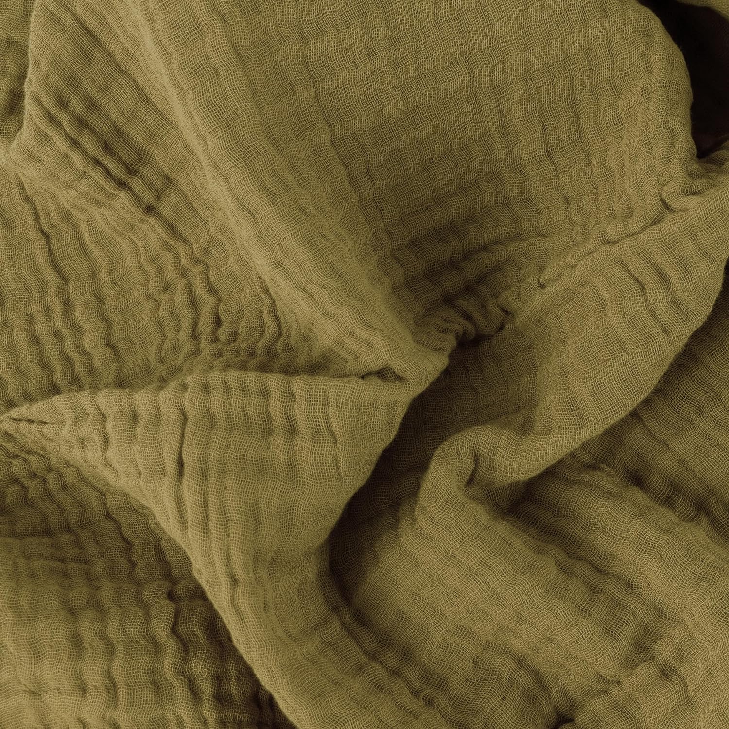 Yard Lark Muslin Crinkled Throw (180cm x 130cm) (Khaki Green)