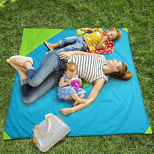 Miniatura 2 de Munchkin Brica Go Play - Tapete portátil de viaje para bebé, 58 x 58 pulgadas, azul/verde, juego de 2 piezas