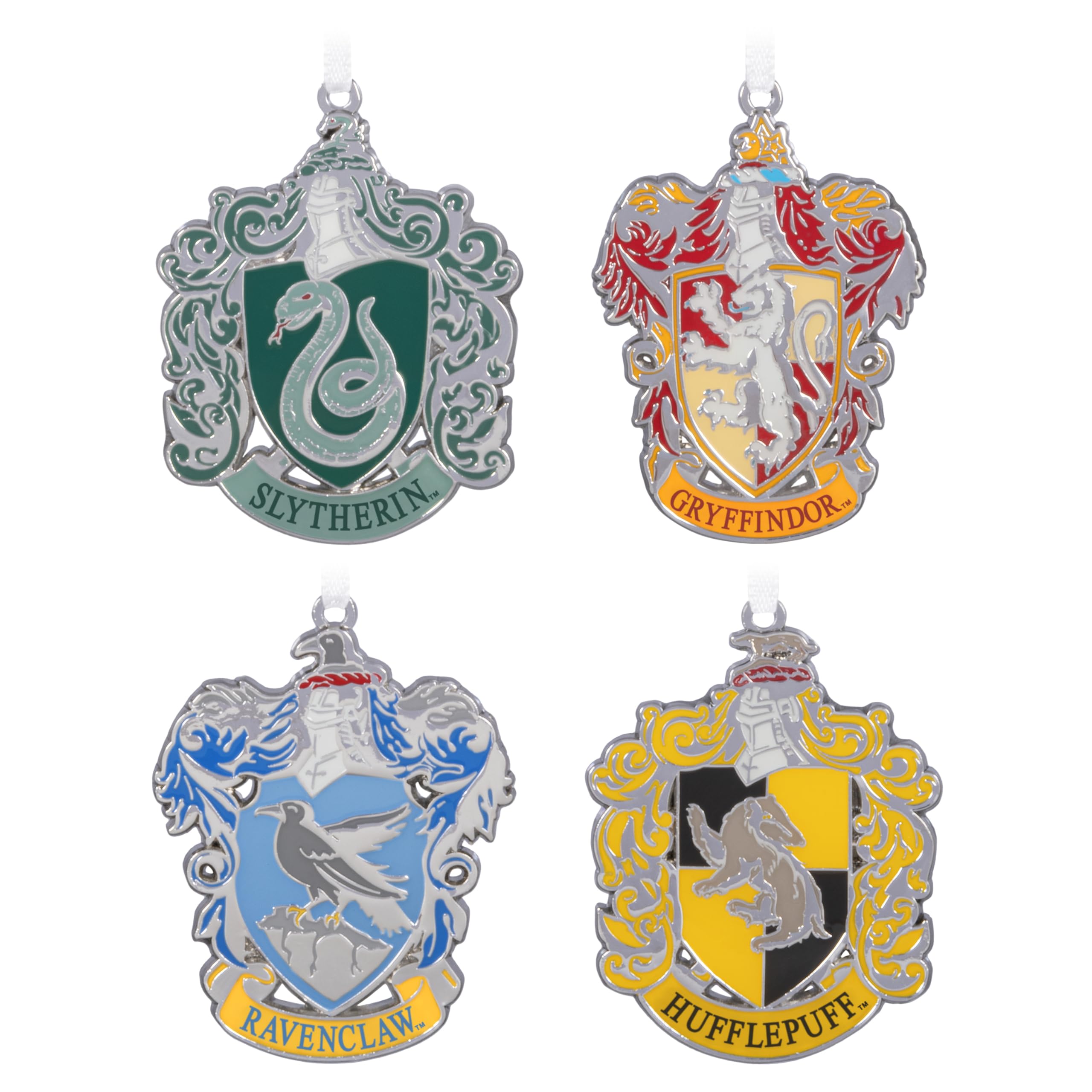 Hallmark Keepsake Christmas Ornaments, Harry Potter Hogwarts House Crest, Metal, Set of 4, Gifts for Harry Potter Fans
