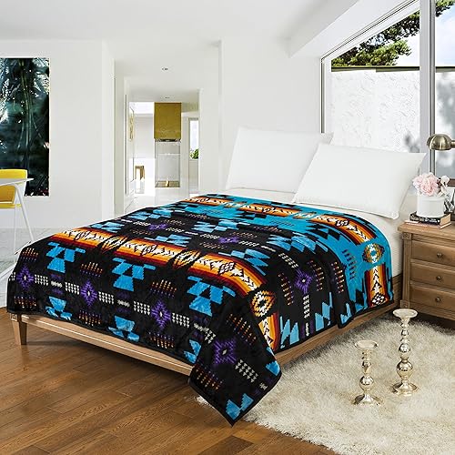 Miniatura 10 de Southwest Design (estampado navajo) - Manta reversible súper suave tamaño King (borgoña)