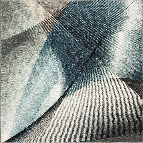 Vista 71 de SAFAVIEH Hollywood Collection - Alfombra decorativa de 2 pies 3 pulgadas x 4 pies, beige y azul, diseño moderno de mediados de siglo, no desprende