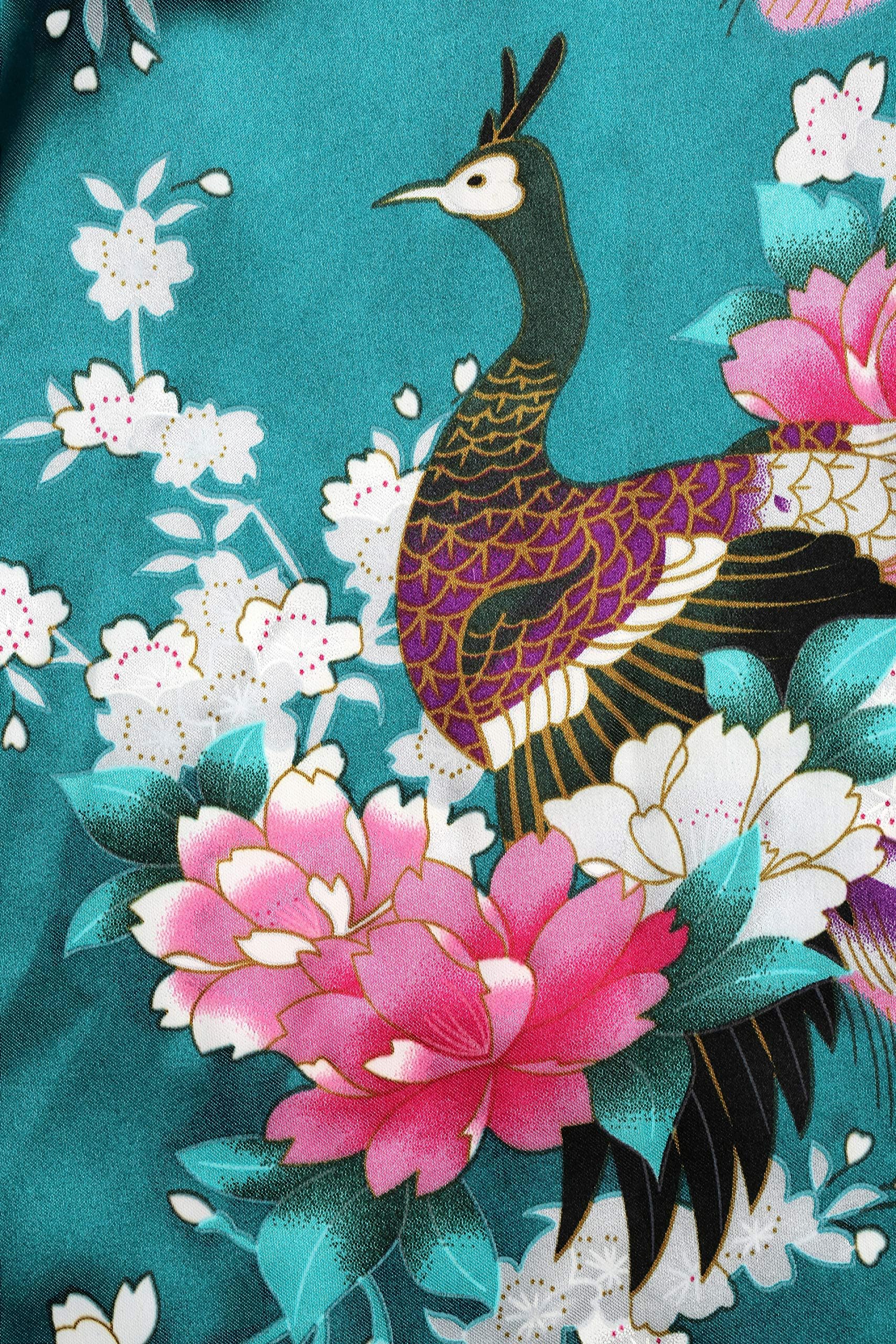 BABEYOND Damski poranny szlafrok maxi, długa kimono, sukienka plażowa, z nadrukiem, z dzianiny, kimono, płaszcz kąpielowy, damski, długi płaszcz, piżama na imprezę, ciemnozielony, Rozmiar Uniwersalny