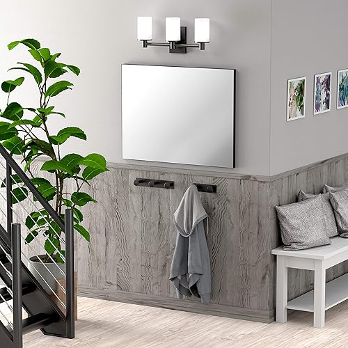 Miniatura 8 de Gatco 1288B Glam All Modern Decor Triple Hook, latón cepillado montado en la pared, estante de 3 ganchos, longitud total 11 pulgadas