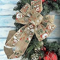 Vista 24 de Arco de corona de arpillera negra con alambre, 10 pulgadas de ancho, colas largas de 18 pulgadas, cinta de Navidad, decoración de puerta delantera