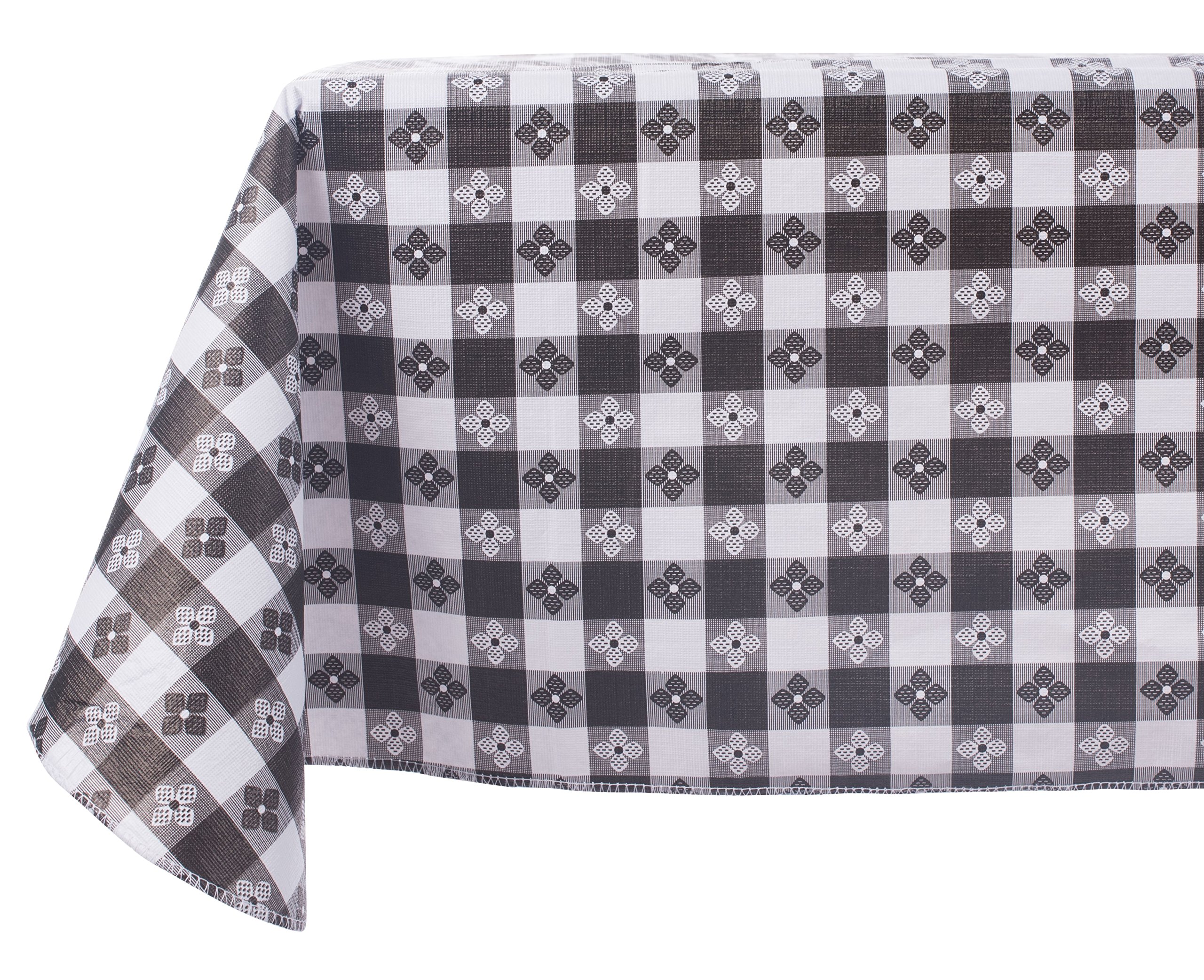 Yourtablecloth Checkered Vinyl Tablecloth with Flannel Backing for Restaurants, Picnics, Bistros, Indoor and Outdoor Dining 52x52 Square Black 14197267