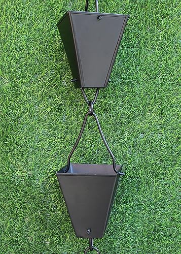 KAM Home - Cadena de lluvia de copas cuadradas cónicas de bronce con kit de instalación (negro, 10)