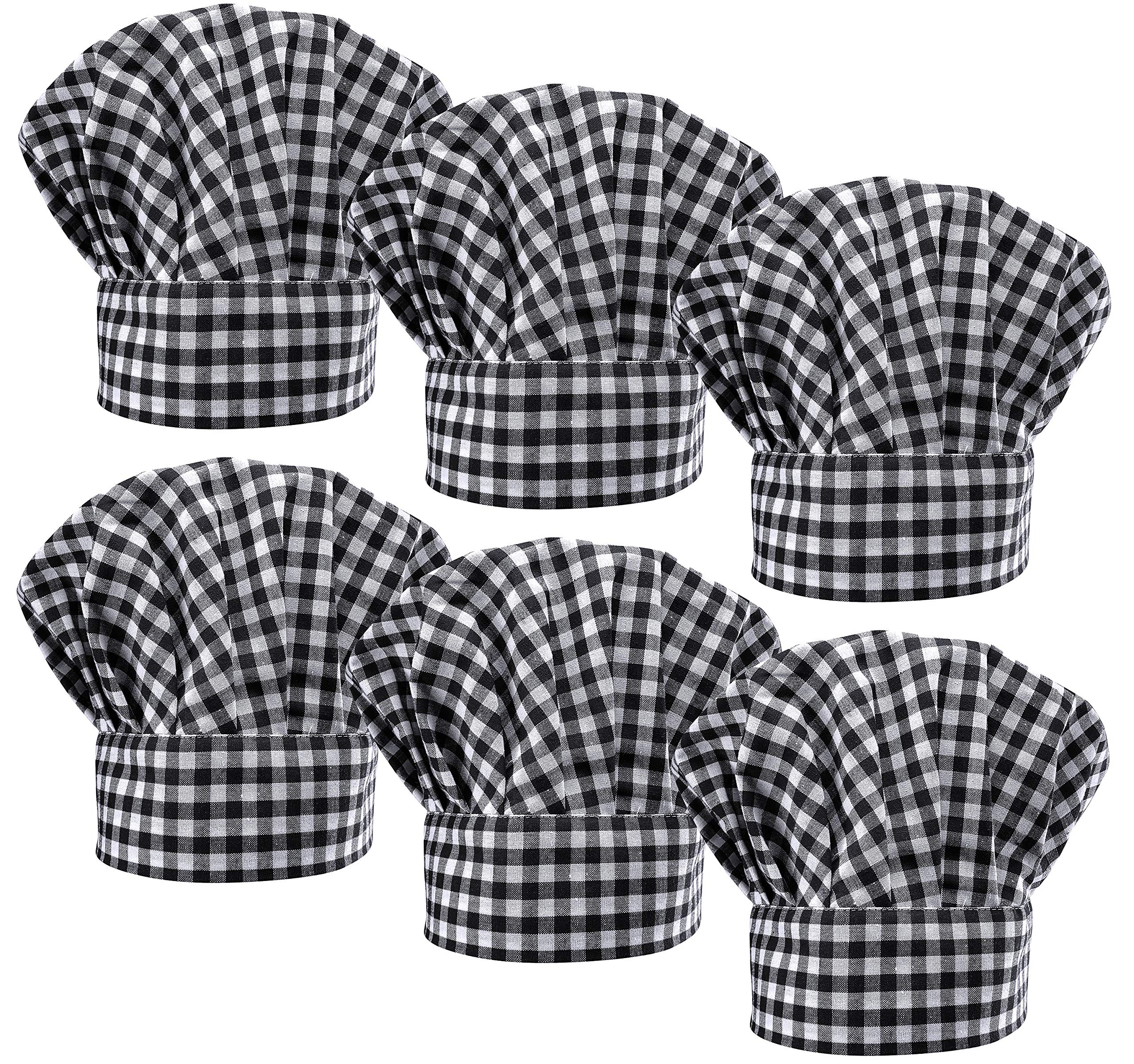 LilMents6 Pack Chef Hat Set Elastic Baker Kitchen Catering Cooking Chefs Hats