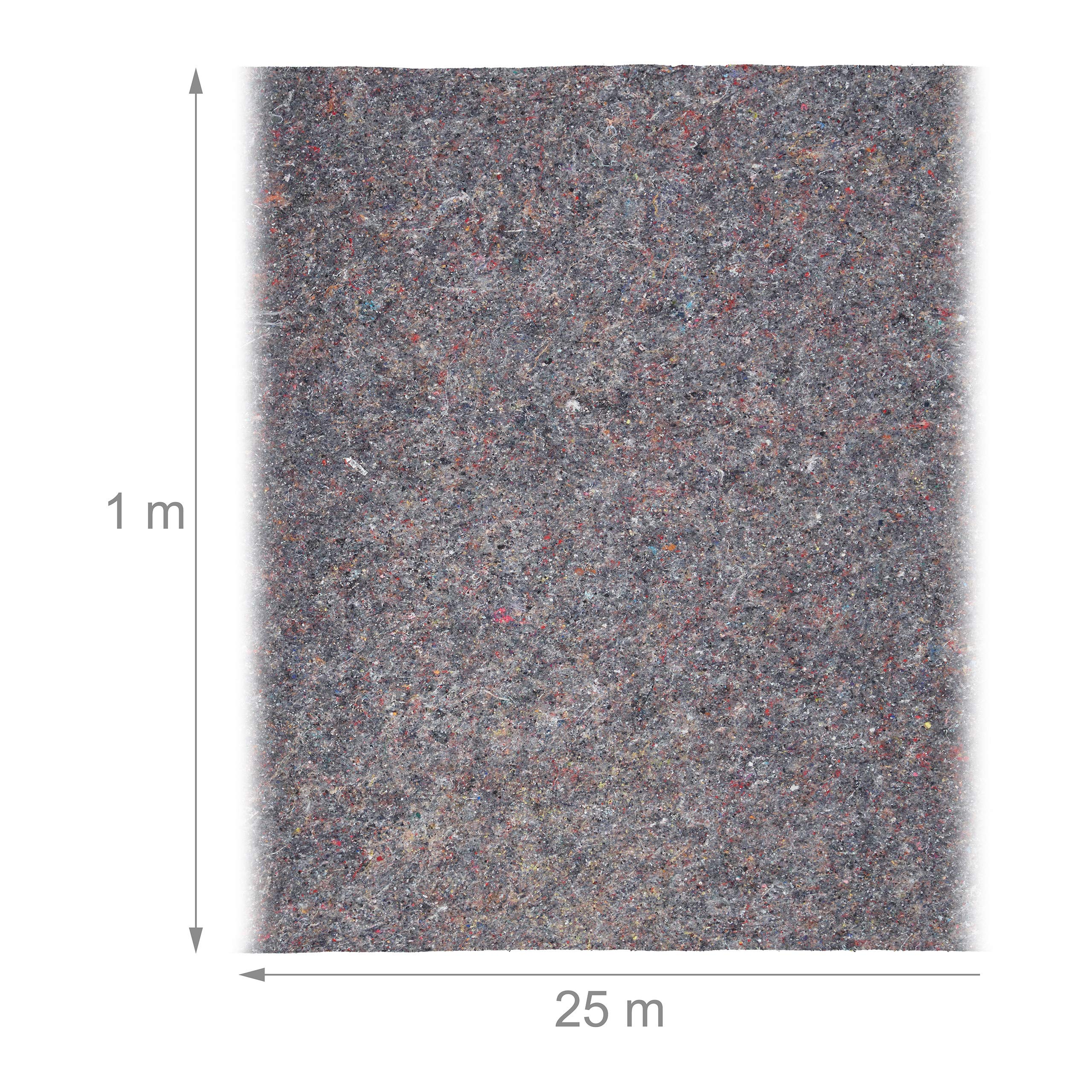 5 rollos de vellón para pintar, 1 m x 25 m = 25 m², antideslizante, impermeable, 270 g/m², pintura, mudanza, color gris