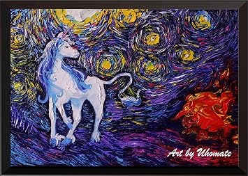 Uhomate Unicorn The Unicorns Wall Decor Vincent Van Gogh Starry Night Posters Home Canvas Wall Art Nursery Decor Living Room Wall Decor A054 8X10