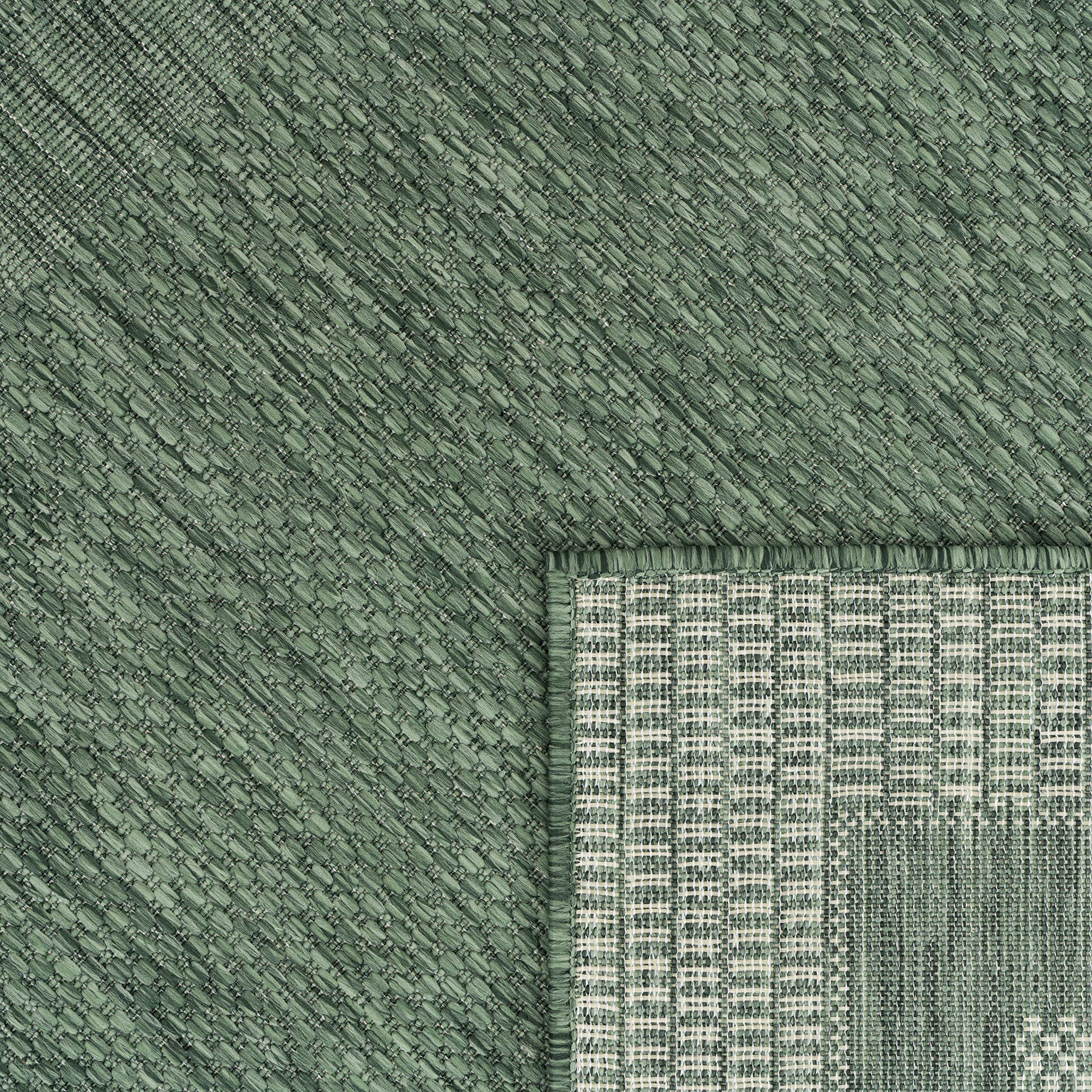 Paco Home Tapis Exterieur Terrasse Balcon Tapis Cuisine Moderne Motif Geometrique Motif Abstrait, Dimension:80x250 cm, Couleur:Vert