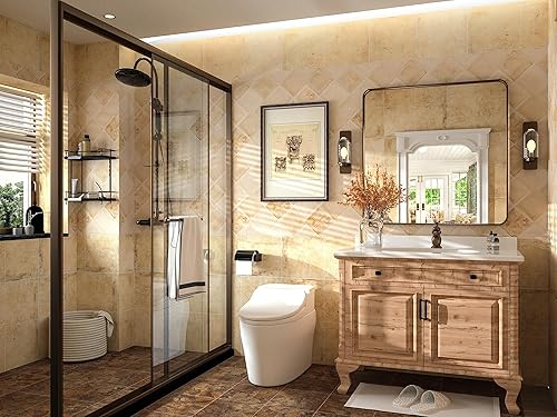 Miniatura 9 de PILOCOS Espejo con marco negro para baño, espejo rectangular de pared de 40 x 30 pulgadas para baño, marco de metal, espejo de tocador grande con