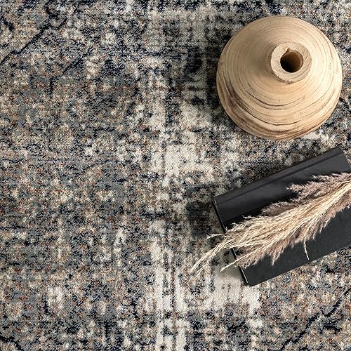 Miniatura 7 de nuLOOM Charvi - Alfombra envejecida con flecos de medallón, 4 x 6, color gris claro