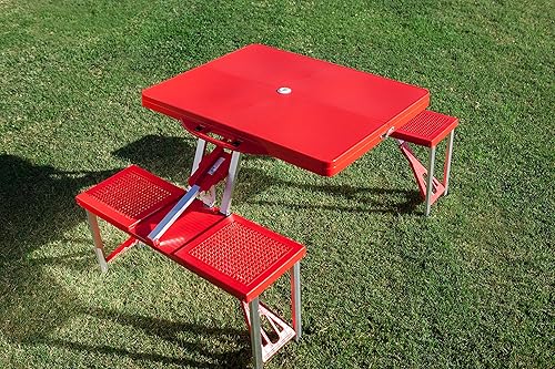 Vista 30 de PICNIC TIME NCAA North Carolina Tar Heels Folding Picnic Table - Camping Table - Outdoor Table with Umbrella Hole Negro