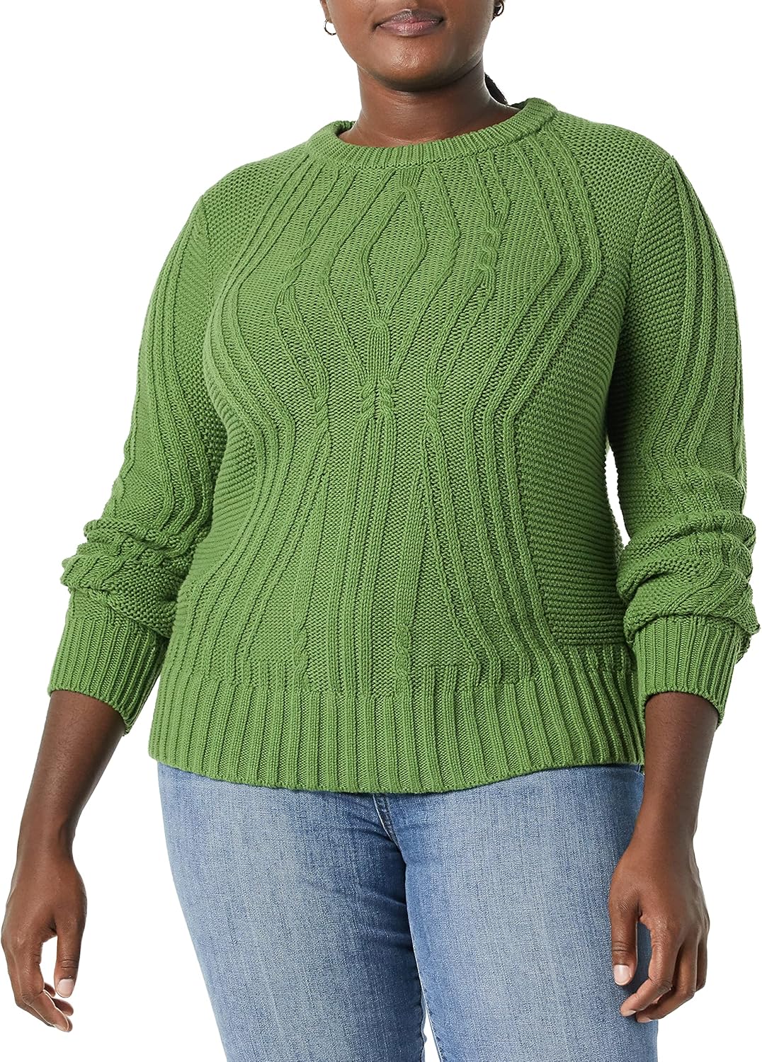 Amazon Essentials Women's 100% Cotton Crewneck Cable Sweater - Image 3