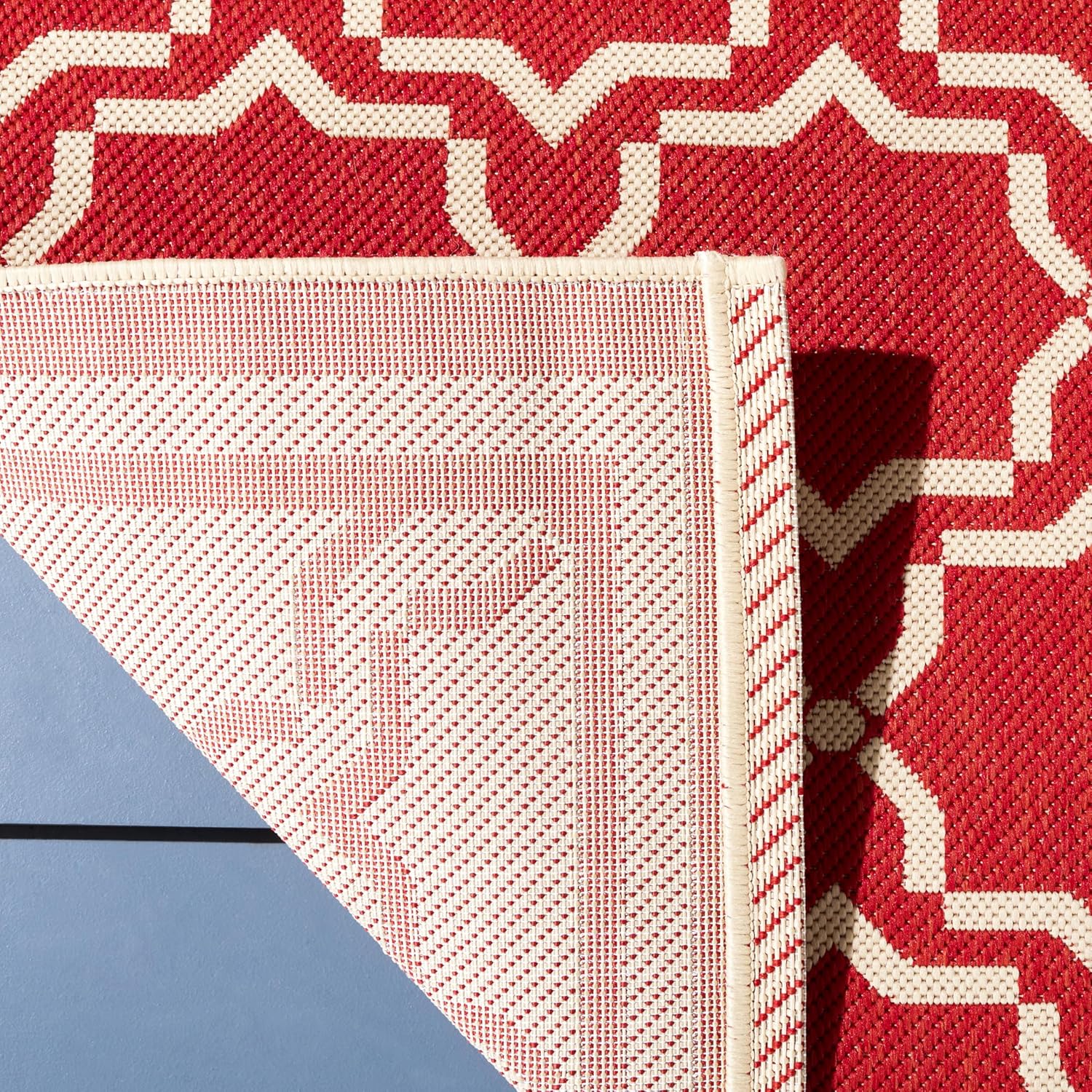 SAFAVIEH Washable Rug Outdoor Courtyard Collection - 2' x 3'7", Red & Bone, Non-Shedding & Easy Cleaning, Ideal for Patio, Front Door, Entryway, Doormat (CY6916-248)