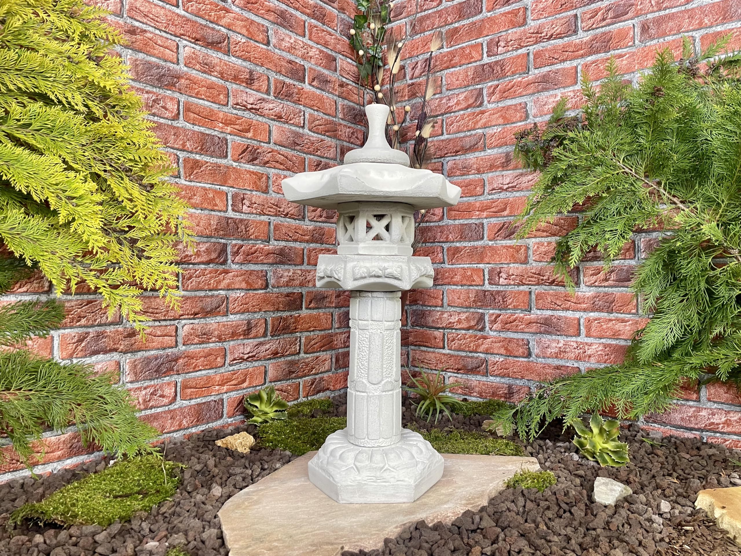 Steintempel im japanischen Stil 'Yukimi auf Säule A' - Handgefertigte Gartenfigur aus regionalem Steinguss - Zen - Dekoration für Garten & Terasse - wetterfest & langlebig