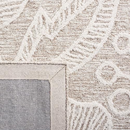 Miniatura 7 de Safavieh Jardin Collection - Alfombra de área de 8 x 10 pies, natural y marfil, lana floral hecha a mano, ideal para zonas de alto tráfico en sala