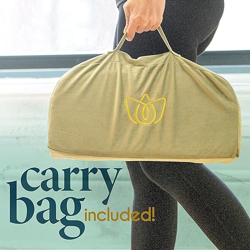 Miniatura 7 de Florensi Banco de meditación  Taburete de meditación de bambú, plegable y ergonómico, banco de oración resistente con cojín de meditación, cómodo