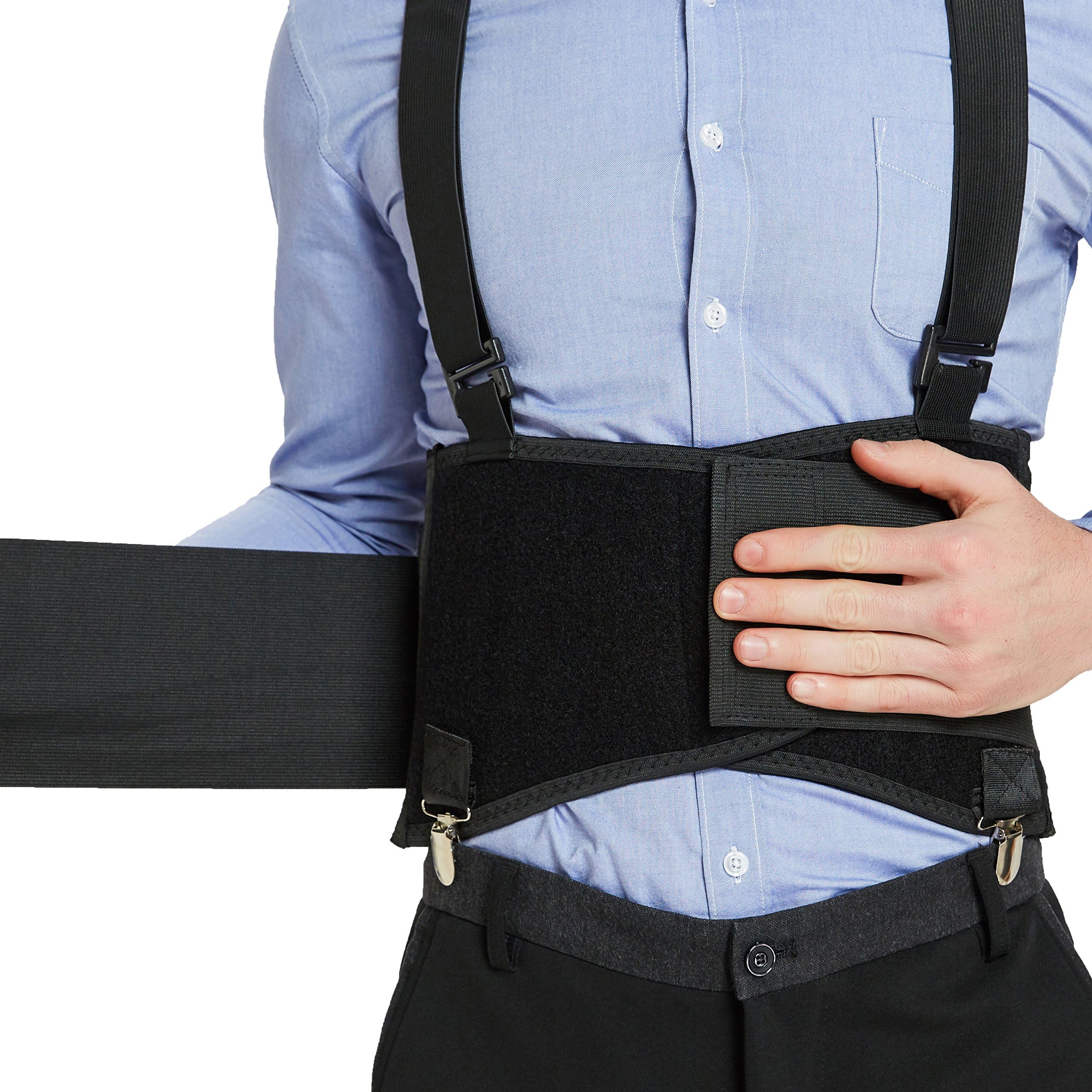 Neotech Care Lumbar Support Belt with Detachable Braces - Industrial & Work Back Support Belt - Adjustable & Breathable (Black, Size L)