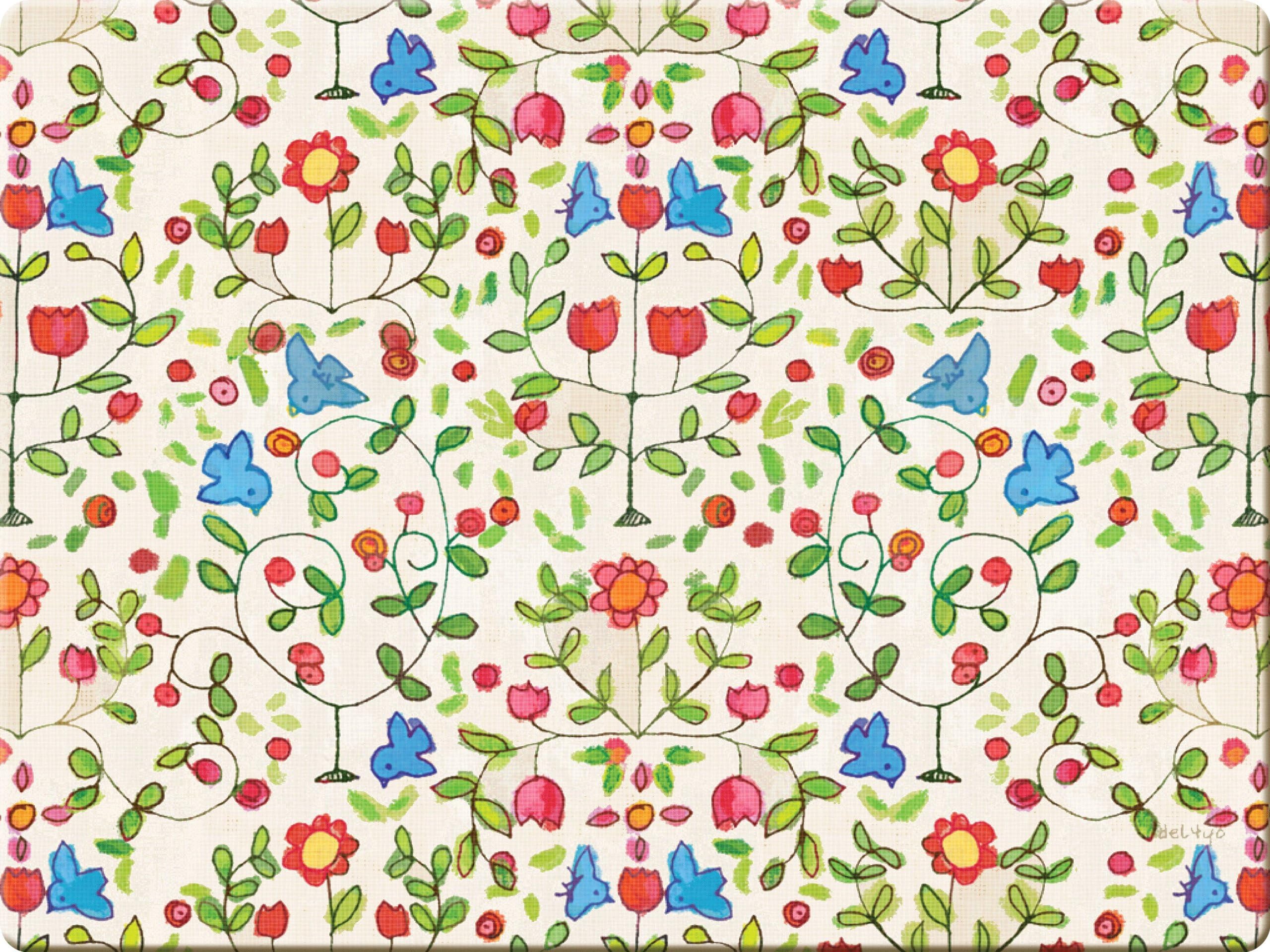 Hadley Table Placemats Blue Birds Hardboard, Cork Backed, Spring, Set of 4