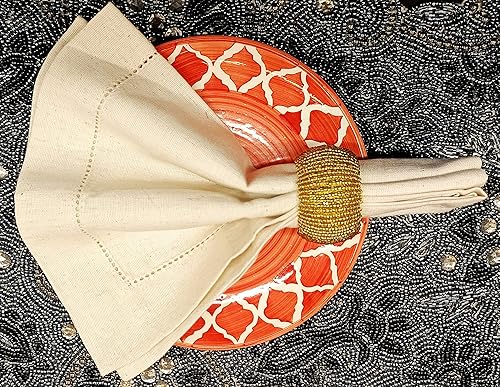 Miniatura 8 de Juego de 12 servilletas de lino de lino de color natural con dobladillo lavable y 100% higiénico (20 x 20 pulgadas, juego de 12), aspecto de lino de