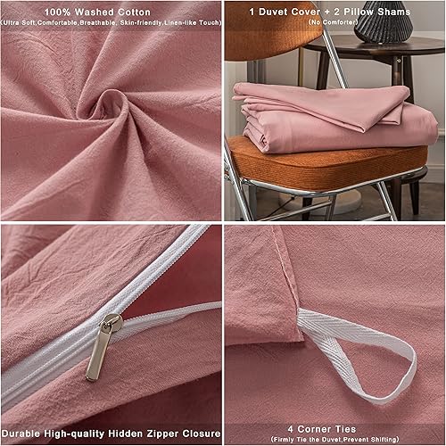 Miniatura 6 de Janlive - 1 juego de funda de edredón y funda de almohada de algodón., Algodón, Pasta de frijoles rosas, King