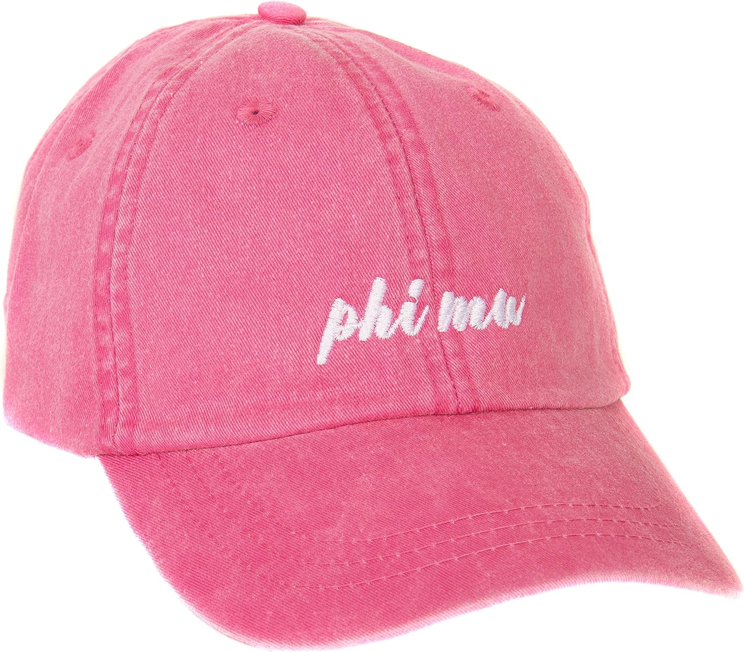 Desert Cactus Phi Mu Sorority Baseball Hat – Adjustable Phi Mu Embroidered Cap with Cursive Font (N)