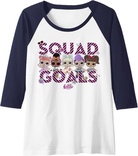 Miniatura 5 de LOL Surprise Group Shot Squad Goals Raglan Baseball Tee Black/White,Dark Heather Grey/White,Navy Blue/White,Royal Blue/White