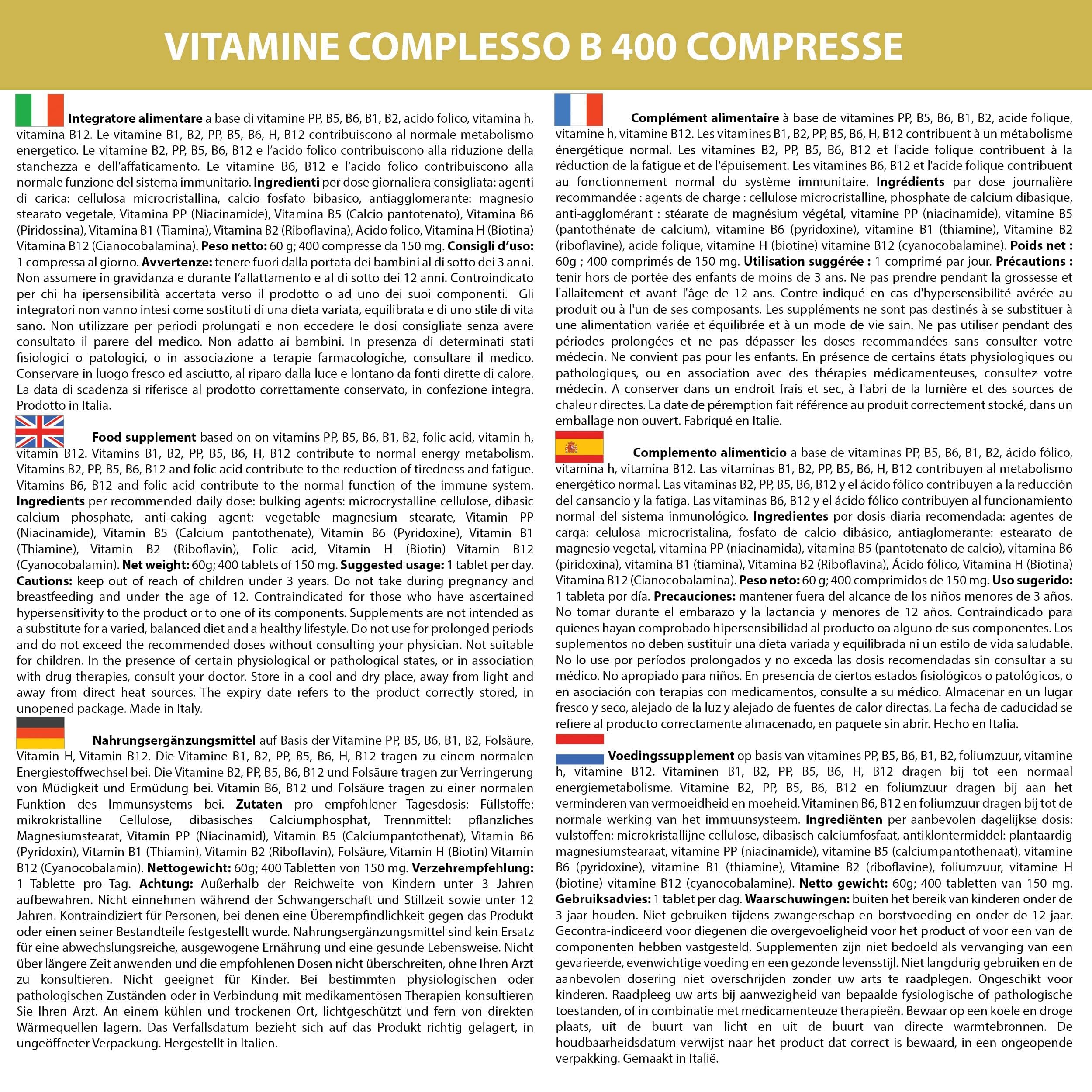 VITAMINAS DEL COMPLEJO B | 1200 Comprimidos, 1 al día | Apto para vegetarianos | Dosis alta de vitaminas del grupo B | Cansancio y fatiga | Sistema inmunitario | Energía | Belleza capilar y de la piel