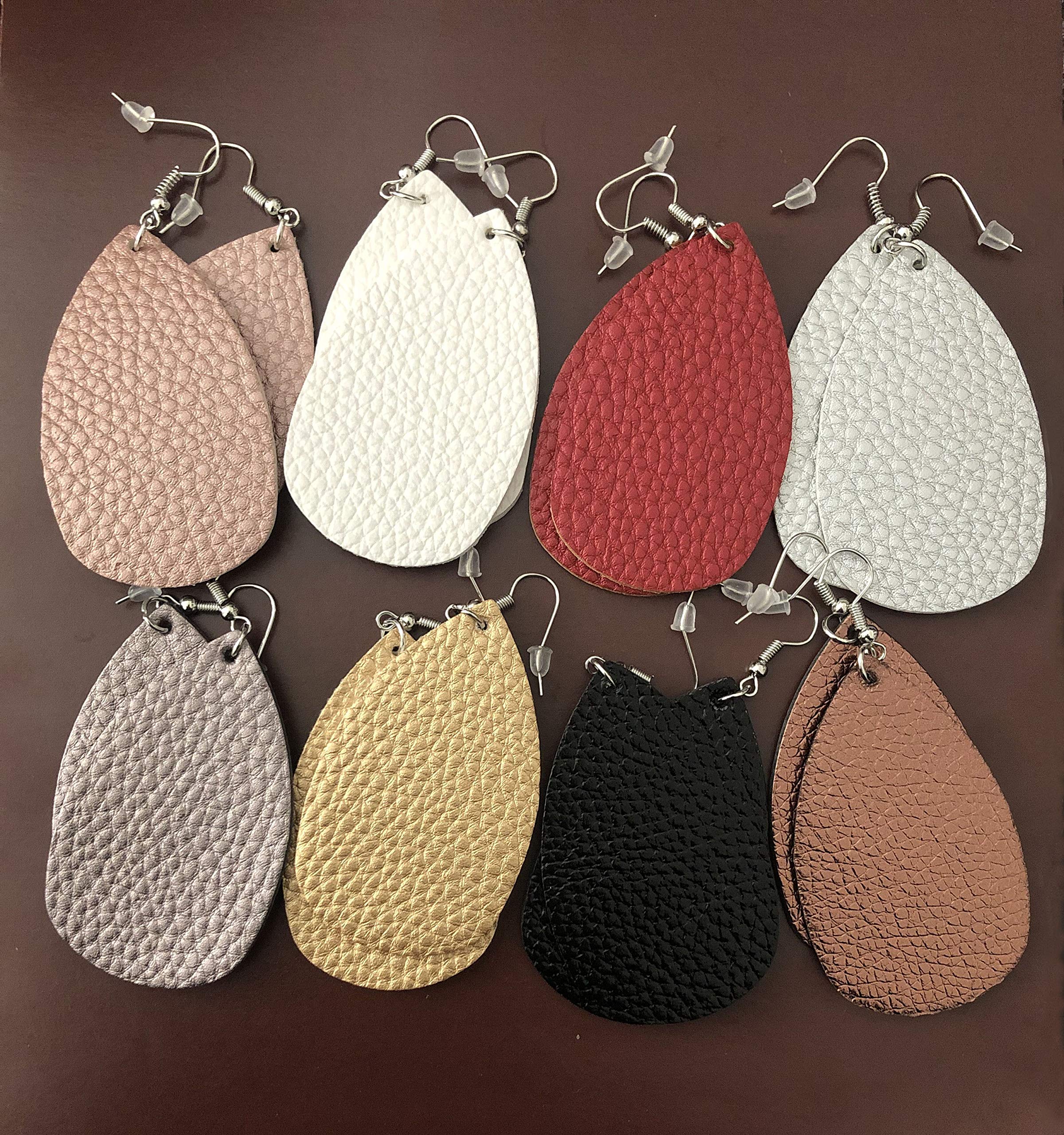 Pairs Leather Earrings Lightweight Leaf Dangle Earrings Teardrop