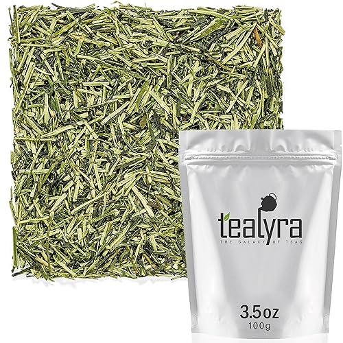 Tealyra - Kukicha Twig Kabuse Premium - Té verde japonés - Cultivado orgánicamente - Té de hojas sueltas - Sabor suave ligeramente a nuez - Alto