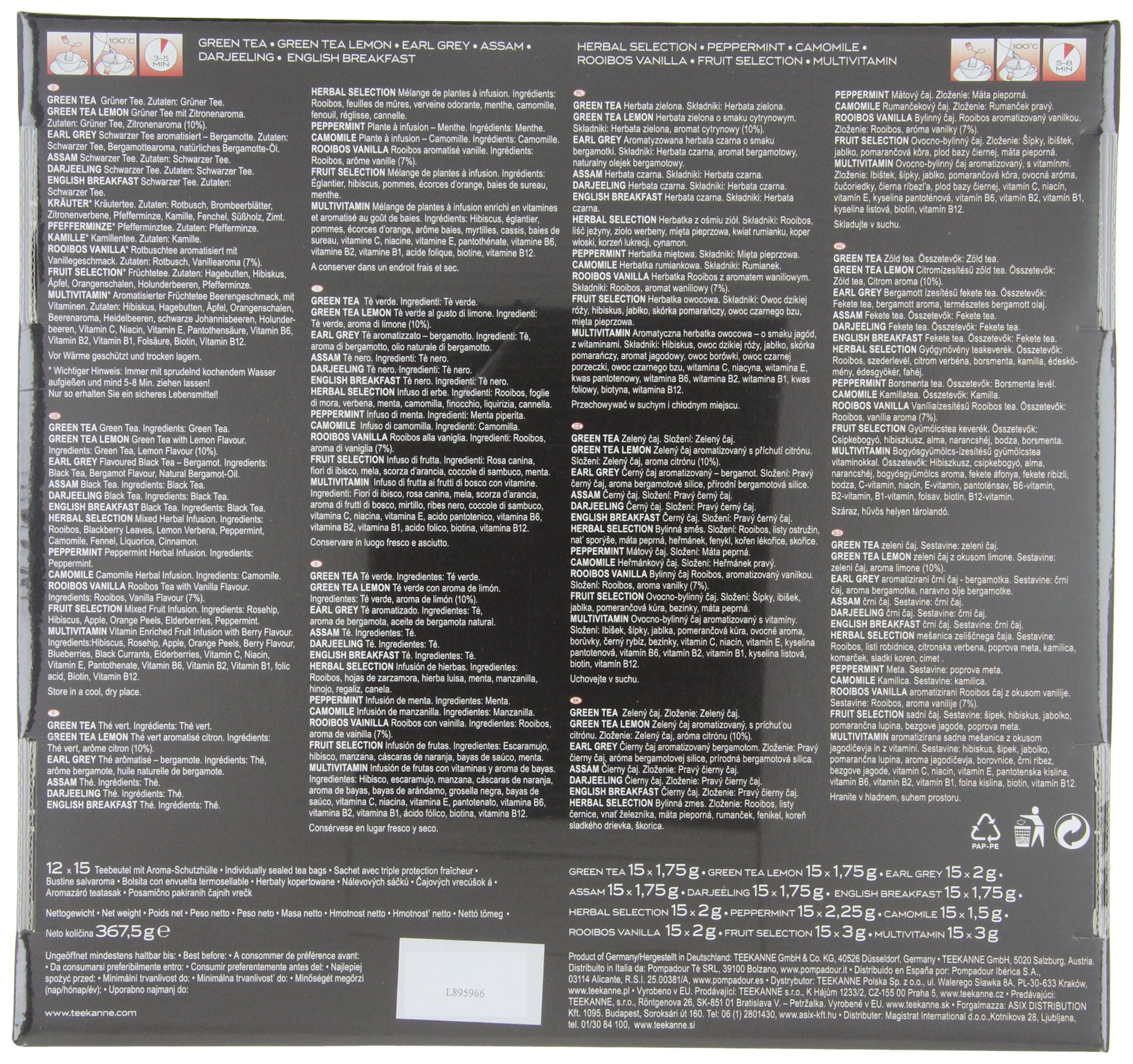 Teekanne Premium Selection Box, 12 x 15 Teebeutel, 390 g