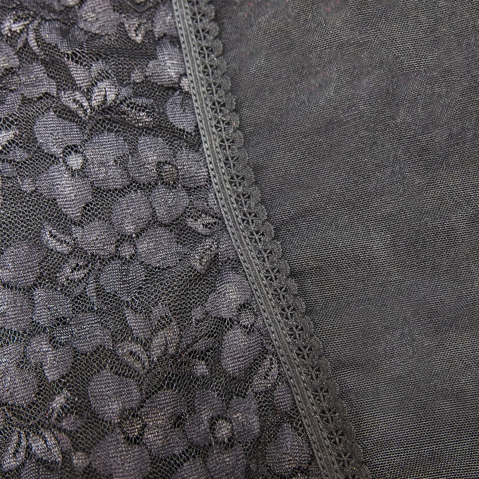 Faja de malla transparente con encaje floral, parte inferior abierta, liguero ajustable, 6 correas, cinturón de tirantes para la cintura, ropa interior firme