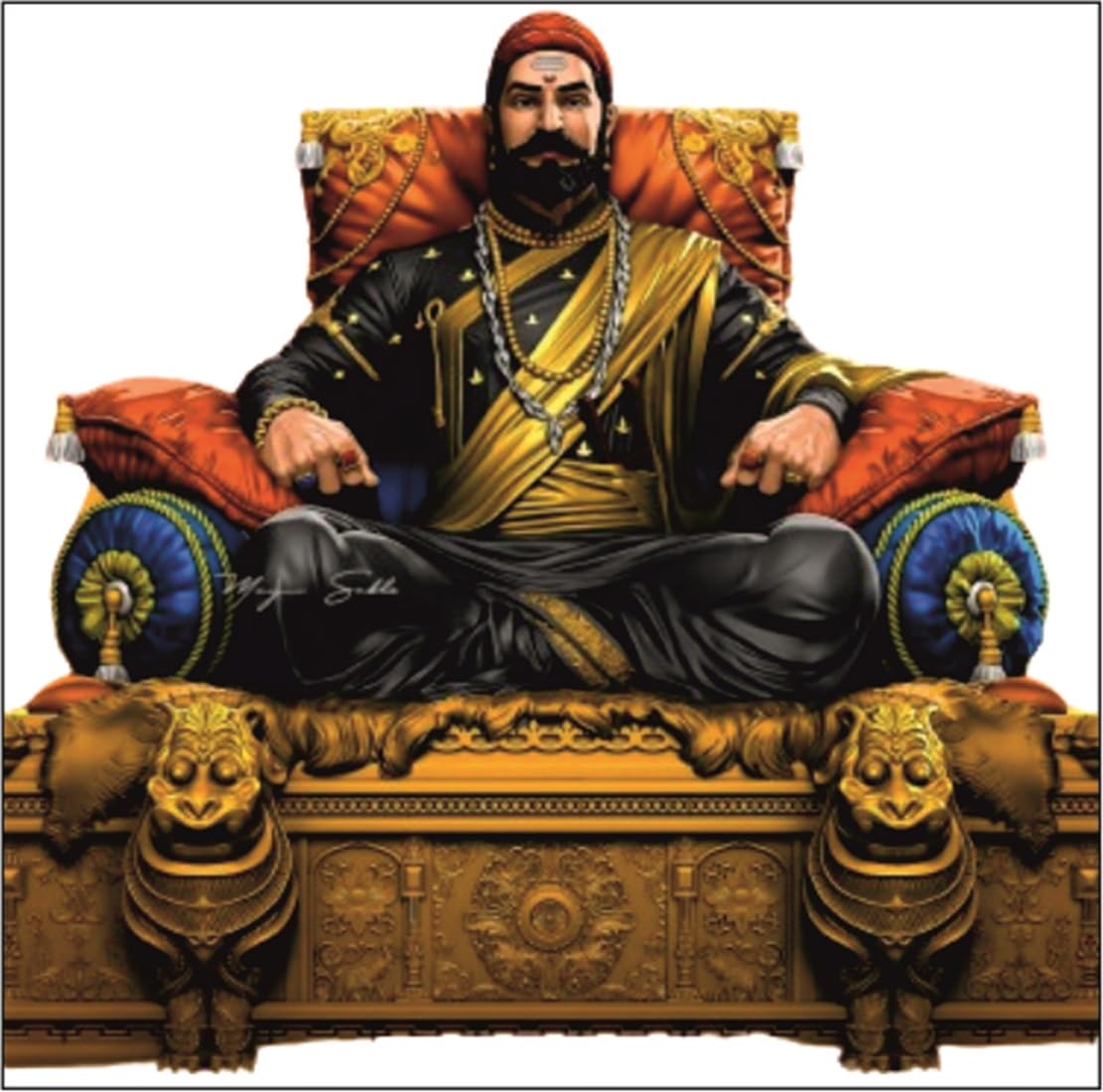 Shree Veer Shivaji Maharaj God Wall Sticker for Livingroom, Bedroom, Office, Kidsroom (Size - 45 CM x 45 CM)