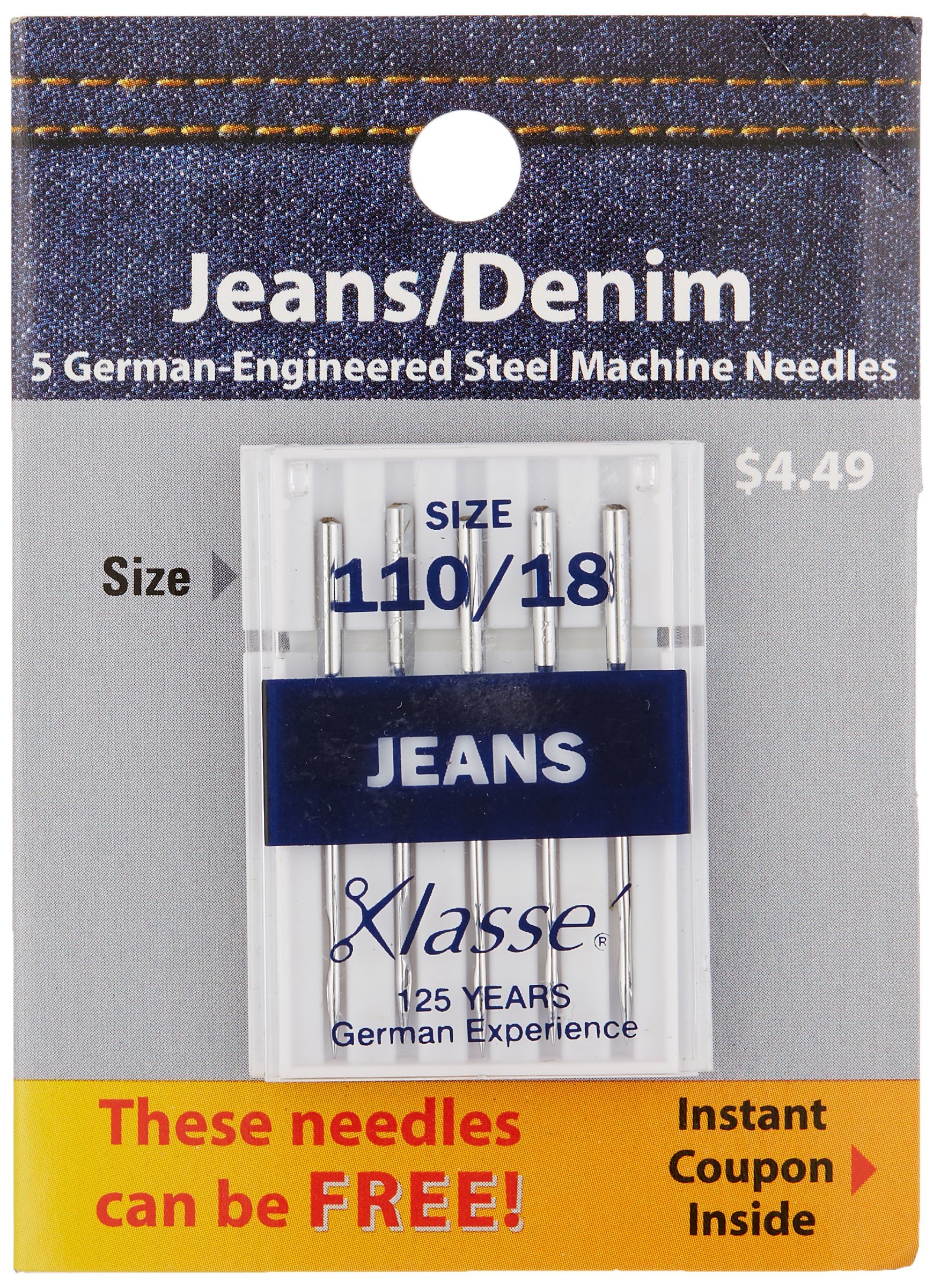 Tacony Corporation Klasse Jeans/Denim Machine Needles-110/18 5/Pkg