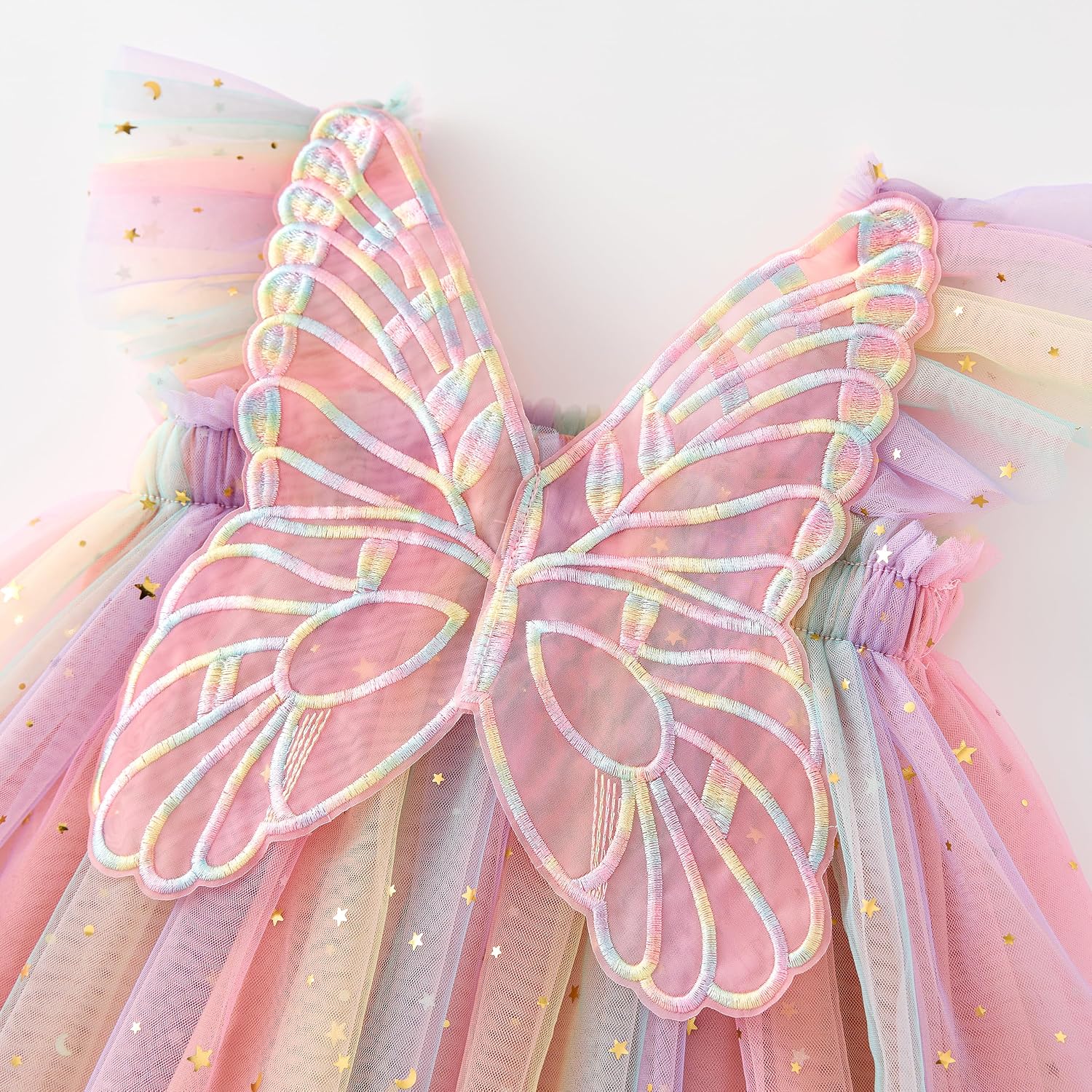 Miipat Baby Girls Tulle Dress Sleeveless Floral Butterfly Tutu Dress Toddler Girls Birthday Party Princess Dresses