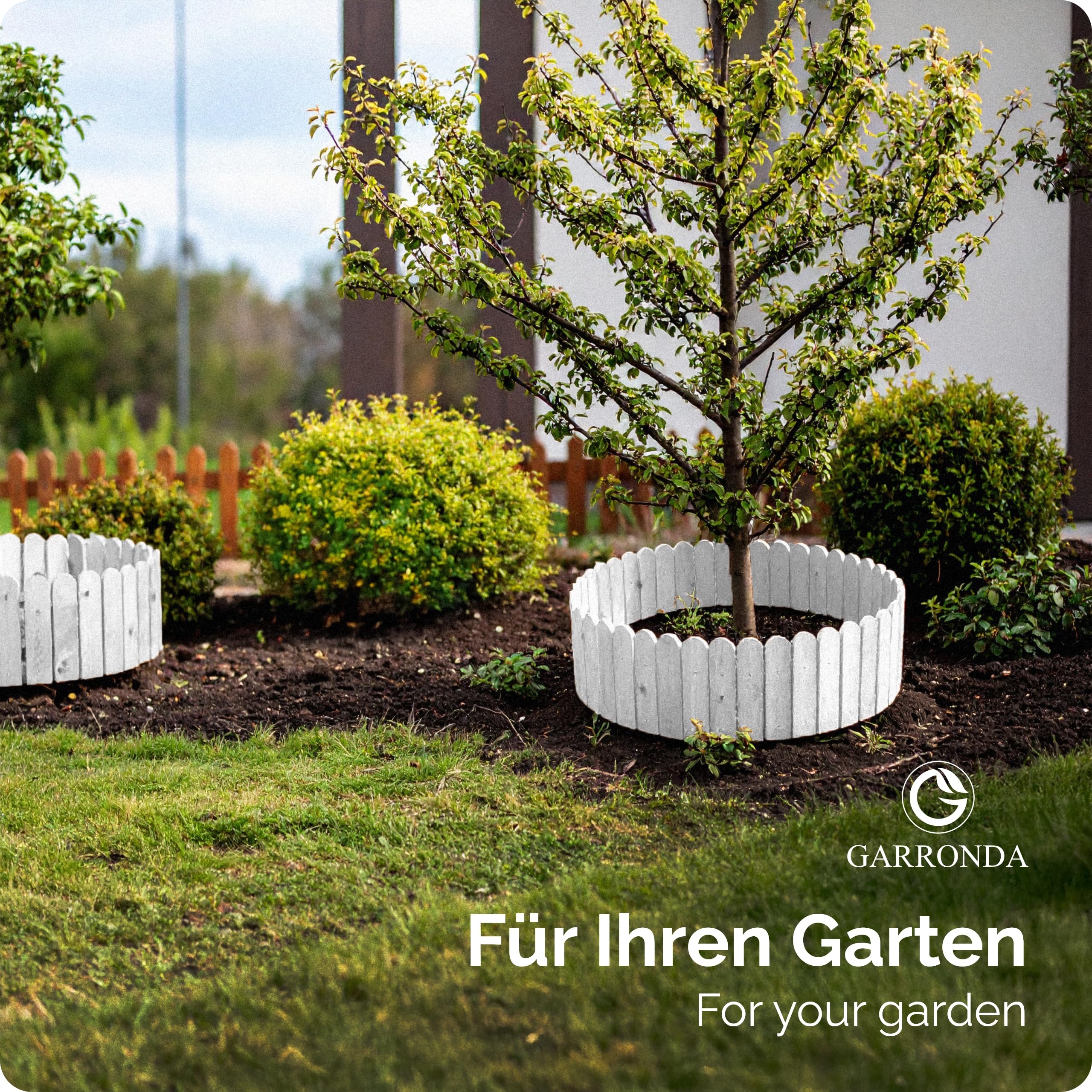 Garronda Beeteinfassung Holz Rollzaun Holzzaun 10 cm x 100 cm imprägniert Flexibler Rollborder Rasenkante Palisade Gartenzaun Umzäunung für Garten GD-0148, Hellbraun
