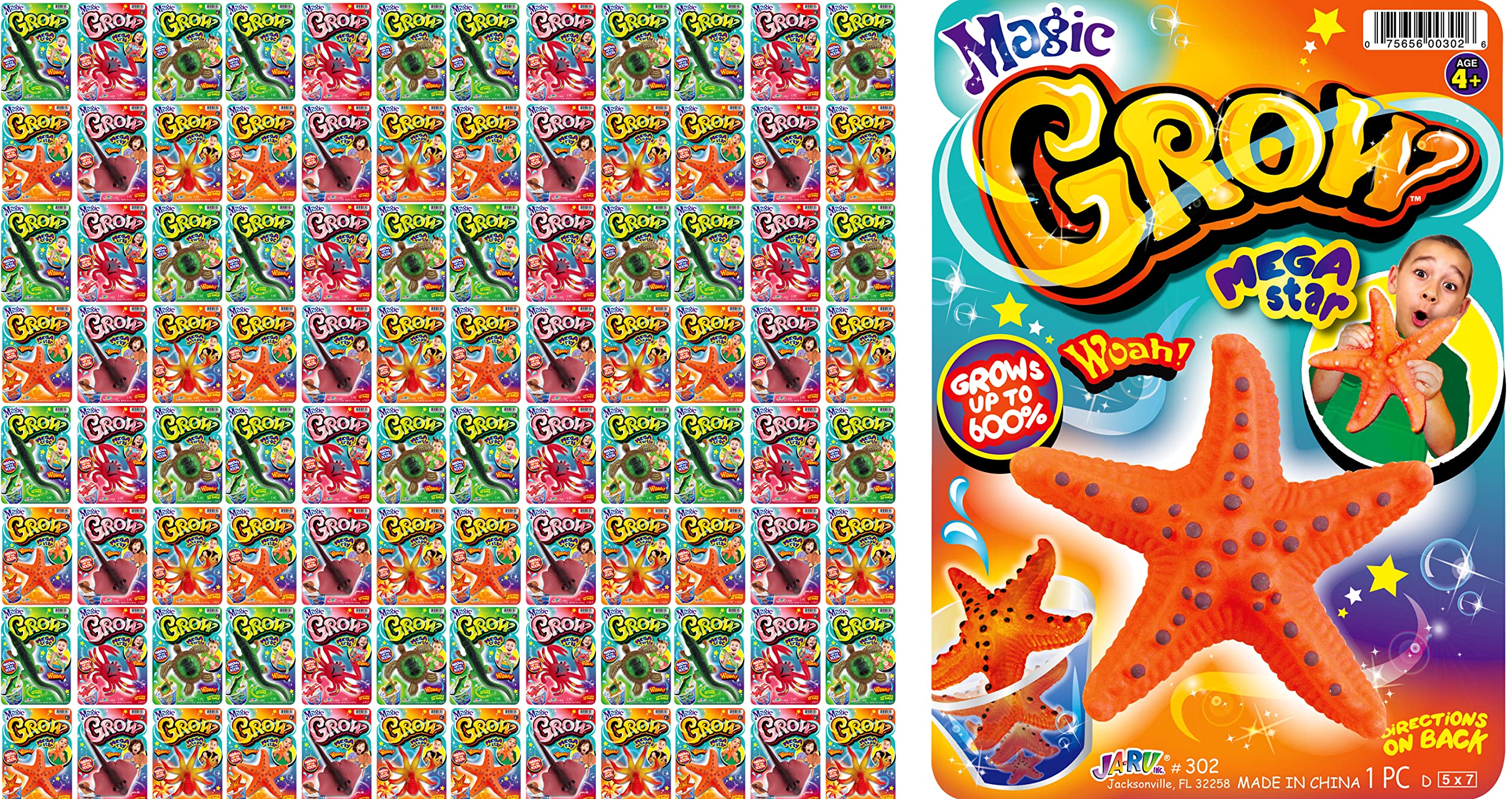 JA-RU Magic Grow Water Growing Toys (144 Units) Jumbo Water Growing Sea Creatures Toys for Kids. Bulk Ocean Themed Party Favors & Easter Basket Stuffers. 302-144p