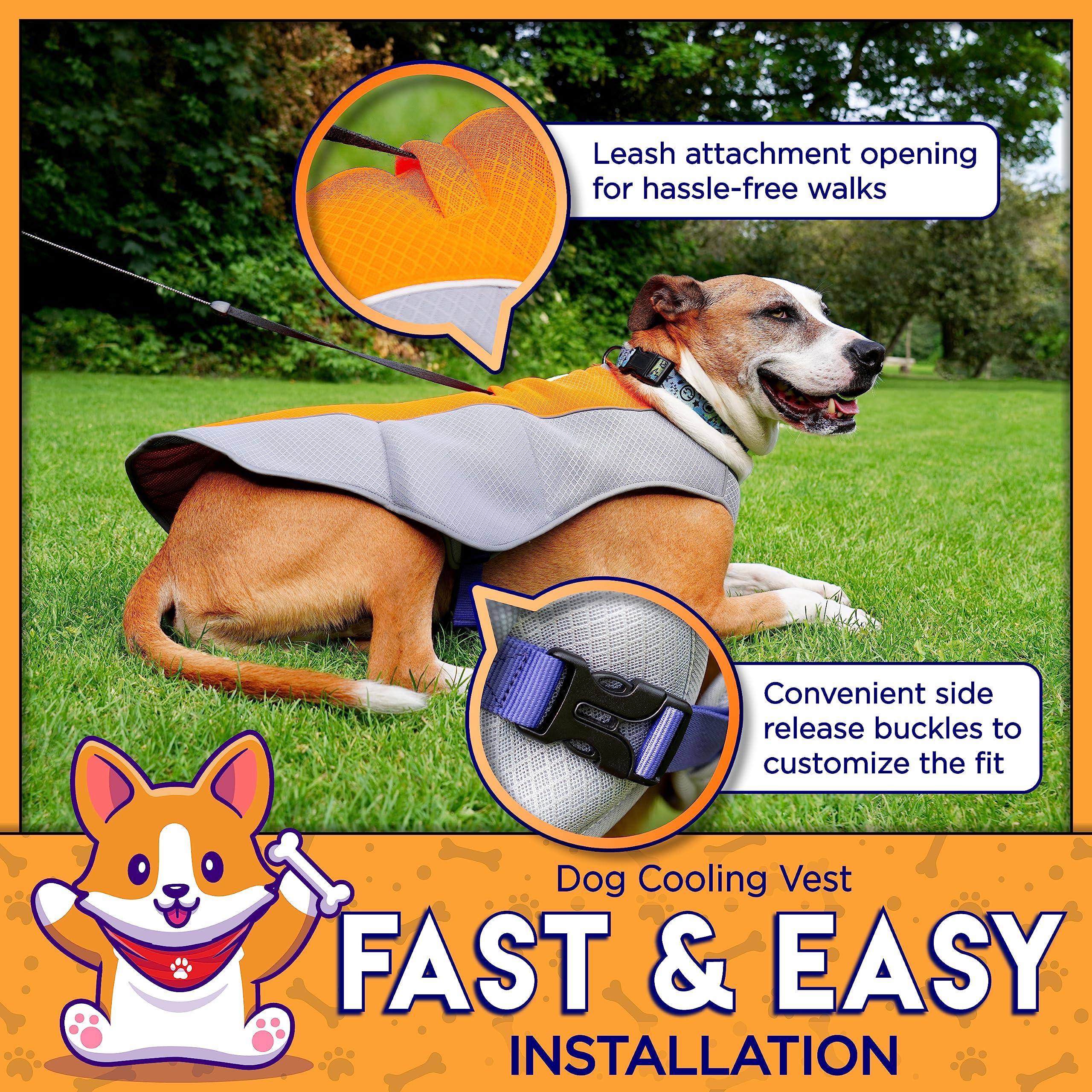 Gilet Rafraîchissant pour Chien 4LegsFriend - Confort et Fraîcheur pour Votre Compagnon Canin ! (Orange, M)