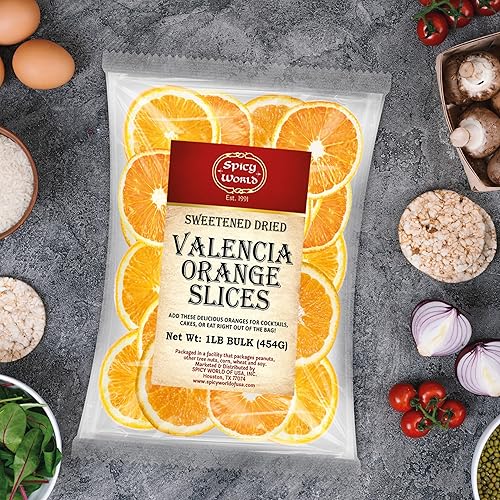 Miniatura 6 de Spicy World Rebanadas secas endulzadas de naranja Valencia bolsa enorme de 1 libra (16.01 oz) - Aproximadamente 35-40 rebanadas de tamaño completo